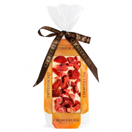 Узорный шоколад белый с клубникой на подложке 55г